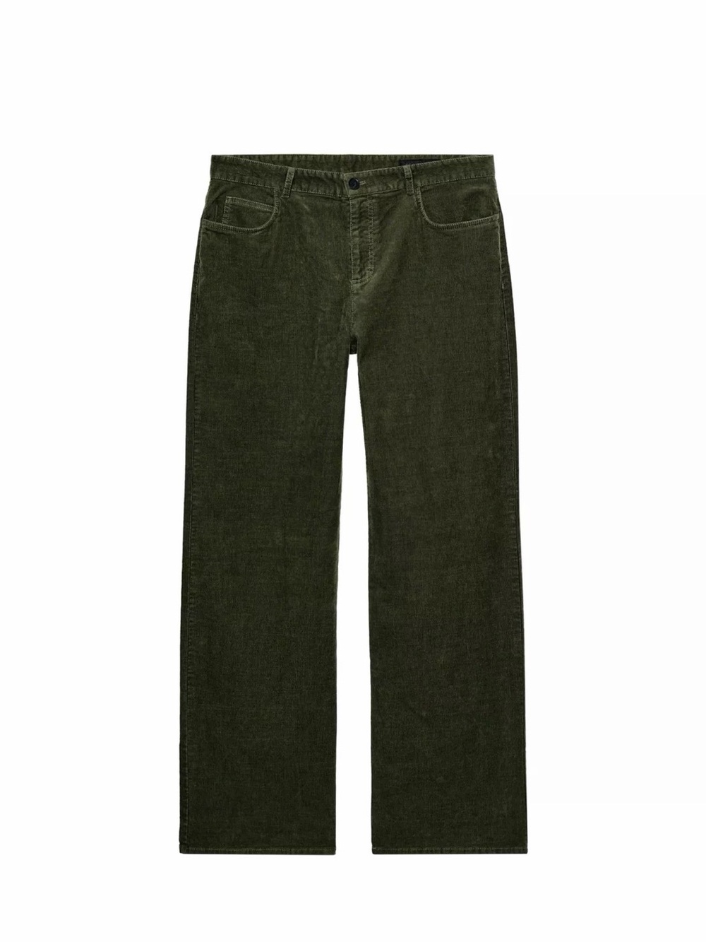 Zara Brand New  corduroy Size L
 women Olive Green Corduroy Straight Pants